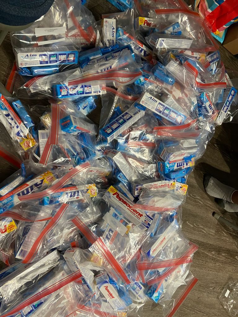 A pile of finished hygiene packages