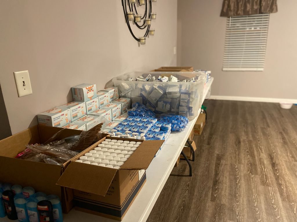 Boxes of supplies ready for packing