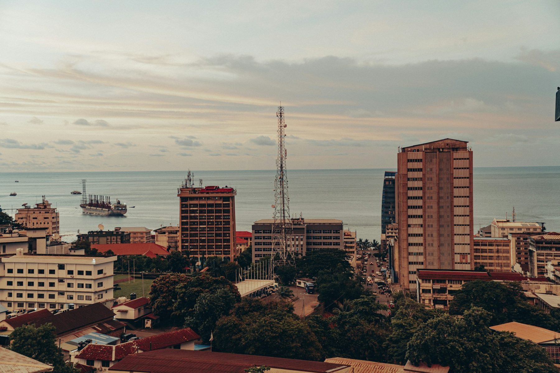 The Freetown skyline at dusk